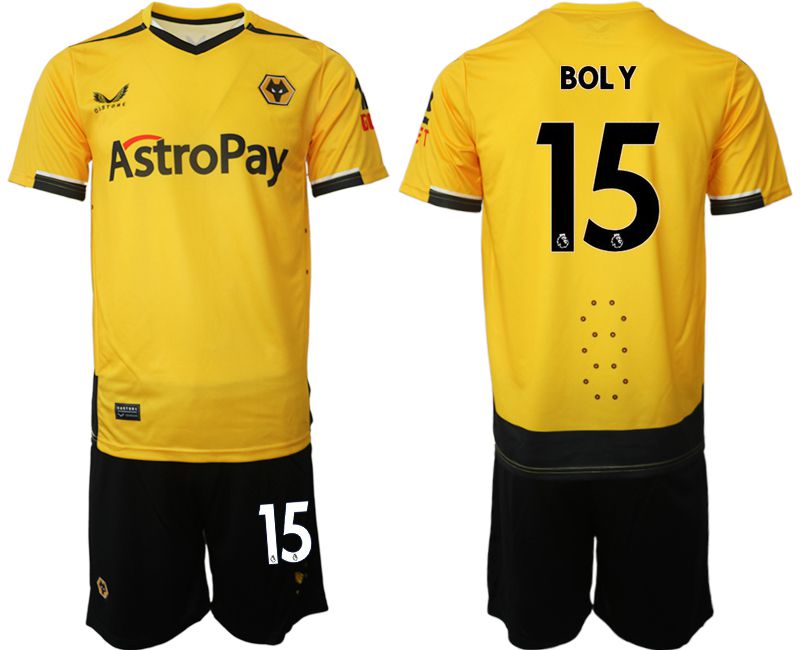 Men 2022-2023 Club Wolverhampton Wanderers home yellow #15 Soccer Jersey->other club jersey->Soccer Club Jersey